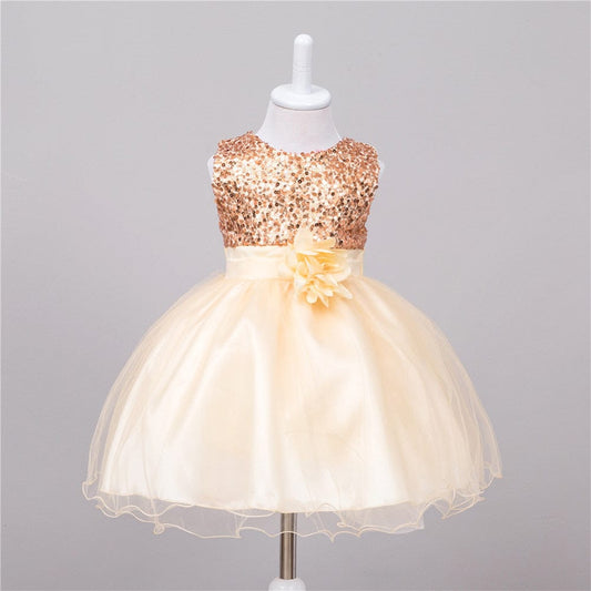Baby Sequin Dress Flower Girl Wedding Princess Dress kids fashion novaa