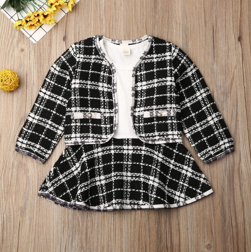 Long-sleeved Dresses Two-piece Children's Baby Small Incense Wind Suit kids fashion novaa Black 100cm