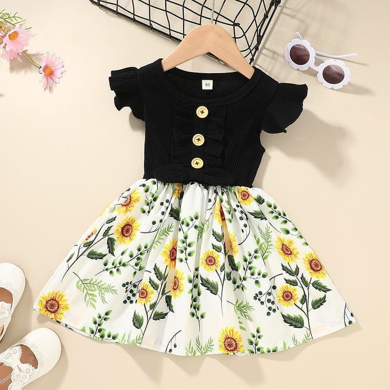 Toddler Kids Baby Girls Clothes Summer Girls Dress kids fashion novaa Black 100cm