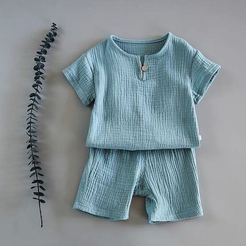 Boy And Girl Baby Short-sleeved Summer Suit kids fashion novaa Blue 100