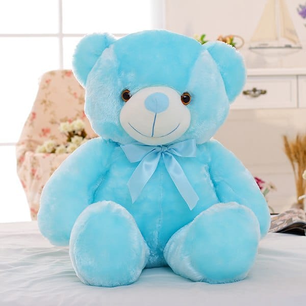 Creative Light Up LED Teddy Bear Stuffed Animals Plush Toy Colorful Glowing Christmas Gift For Kids Pillow kids fashion novaa Blue 25cm