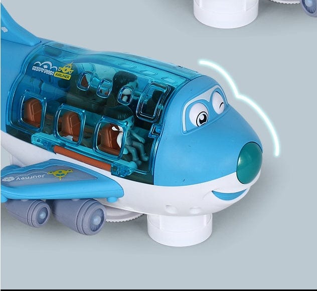 360 Rotating Electric Plane Airplane Toys For Kids Bump And Go Action Toddler Toy Plane With LED Flashing Light Sound For Boys kids fashion novaa Blue Batteryry