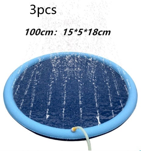 Non-Slip Splash Pad For Kids And Pet Dog Pool Summer Outdoor Water Toys Fun Backyard Fountain Play Mat kids fashion novaa Blue100cm3pcs