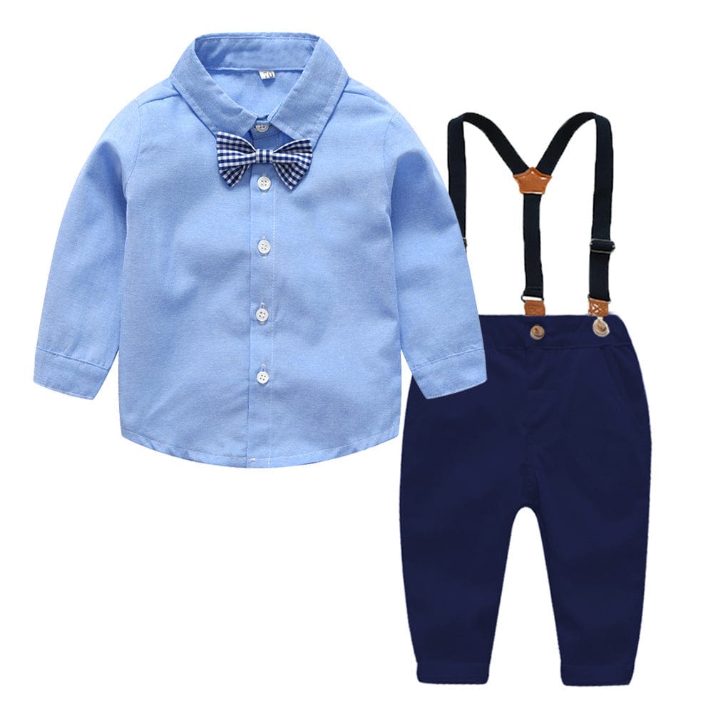 Boys Gentleman Bib Pant Suit Long Sleeve Bow Tie kids fashion novaa