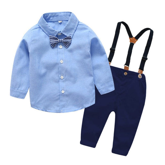 Boys Gentleman Bib Pant Suit Long Sleeve Bow Tie kids fashion novaa