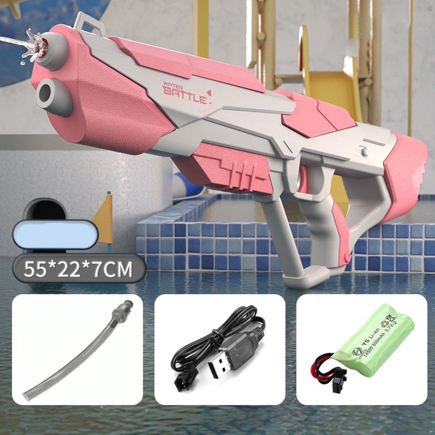 Space Water Gun Electric Automatic Water Absorption Water Fights Toy Outdoor Beach Swimming Pool Bath Toys For Children Kid Gift kids fashion novaa C Pink USB