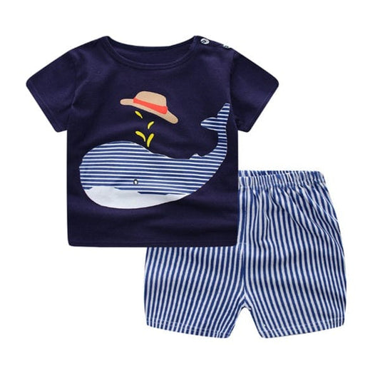 Cartoon Clothing Baby Boy Summer Clothes T-shirt Baby Girl Casual Clothing Sets kids fashion novaa