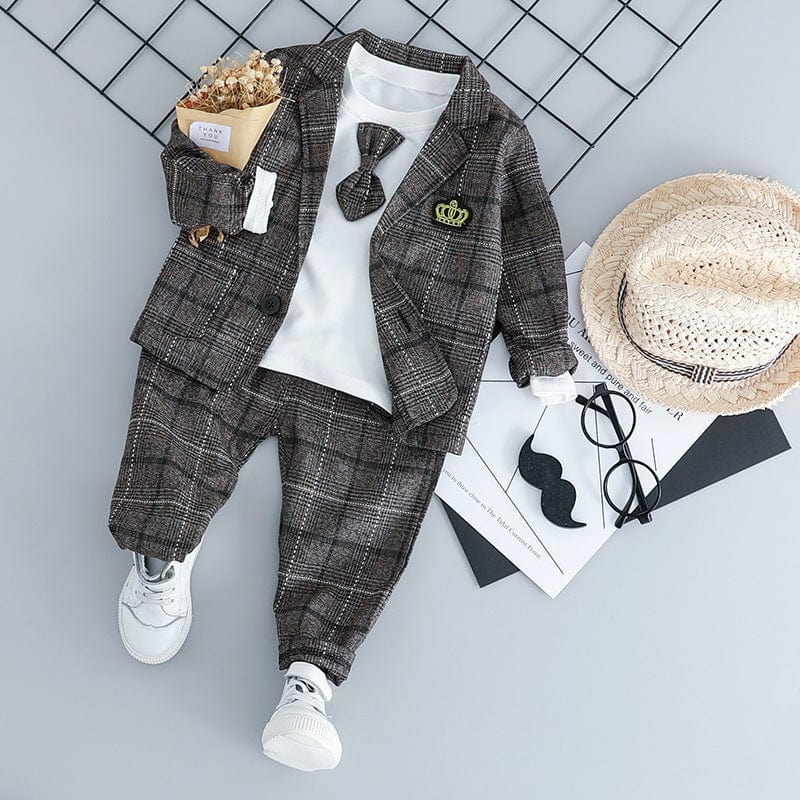 British small suit children's suit gentleman three-piece suit kids fashion novaa Coffee color 100cm