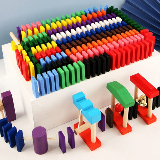 Wooden Domino Blocks Building Toy Kits Color Sort Rainbow Dominoes Games Educational Wood Block Toys For Children Kids Gifts kids fashion novaa