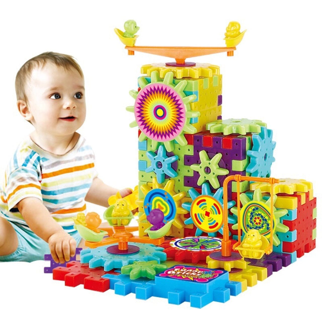 Electric Gears 3D Model Building Kits Plastic Brick Blocks Educational Toys for Kids kids fashion novaa Colorful