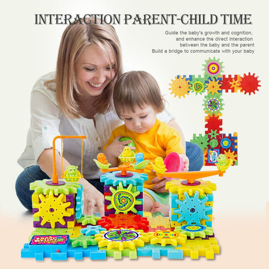 Electric Gears 3D Model Building Kits Plastic Brick Blocks Educational Toys for Kids kids fashion novaa