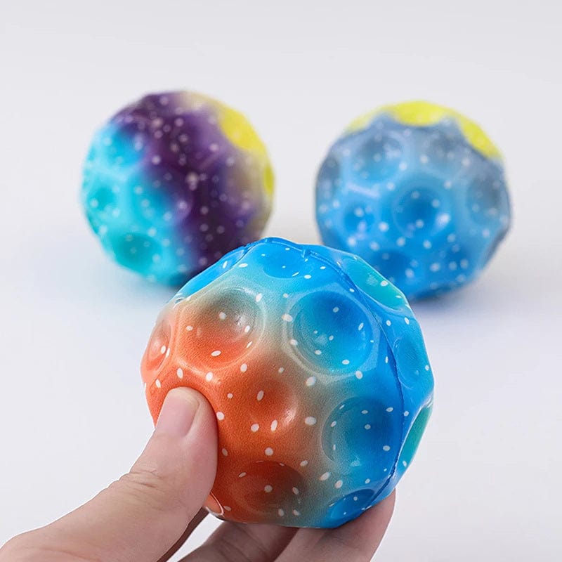 Colorful Hole Ball Soft Bouncy Ball Anti-fall Moon Shape Porous Bouncy Ball Kids Indoor Toys Ergonomic Design Elastic Ball kids fashion novaa