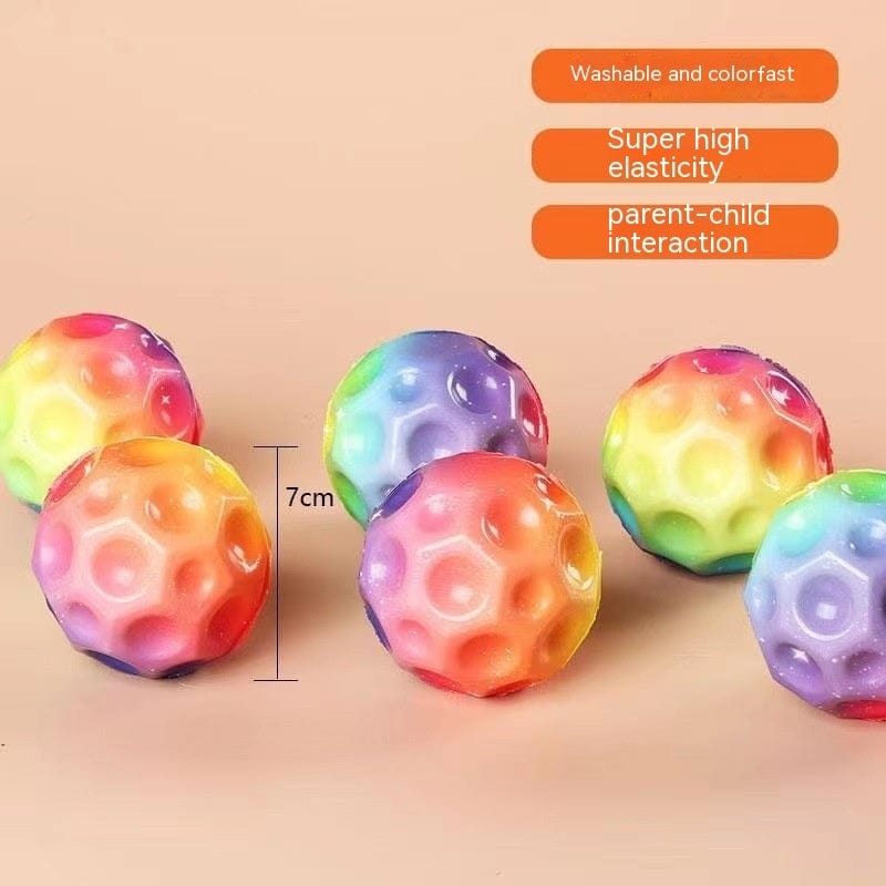 Colorful Hole Ball Soft Bouncy Ball Anti-fall Moon Shape Porous Bouncy Ball Kids Indoor Toys Ergonomic Design Elastic Ball kids fashion novaa