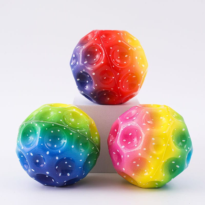 Colorful Hole Ball Soft Bouncy Ball Anti-fall Moon Shape Porous Bouncy Ball Kids Indoor Toys Ergonomic Design Elastic Ball kids fashion novaa