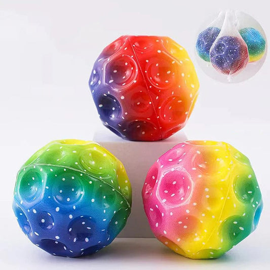 Colorful Hole Ball Soft Bouncy Ball Anti-fall Moon Shape Porous Bouncy Ball Kids Indoor Toys Ergonomic Design Elastic Ball kids fashion novaa