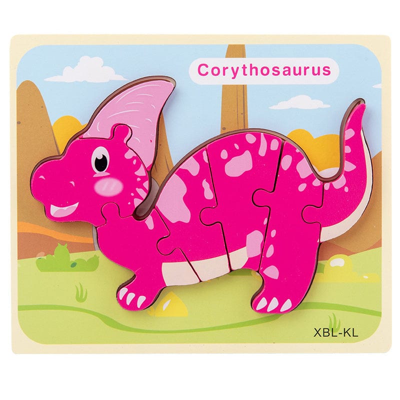 Baby Wooden Cartoon Dinosaur 3D Puzzle Jigsaw for Kids Montessori Early Learning Educational Puzzle Toys kids fashion novaa Corythosaurus
