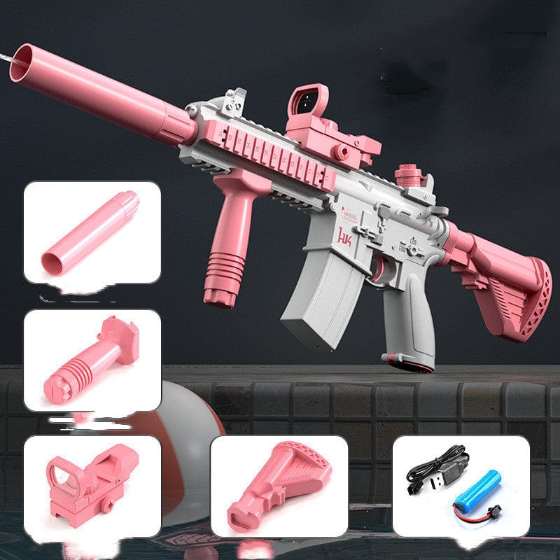 Space Water Gun Electric Automatic Water Absorption Water Fights Toy Outdoor Beach Swimming Pool Bath Toys For Children Kid Gift kids fashion novaa D Pink USB