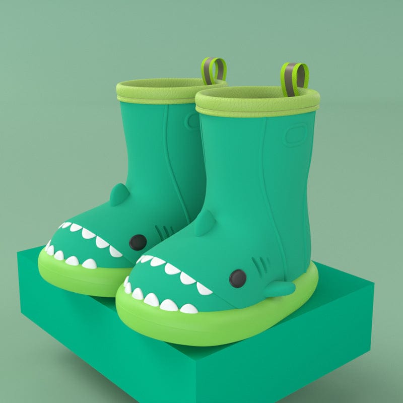Shark Shoes Kids Rain Boots kids fashion novaa Green edge green Size140