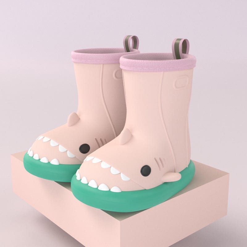 Shark Shoes Kids Rain Boots kids fashion novaa Green edge pink Size140