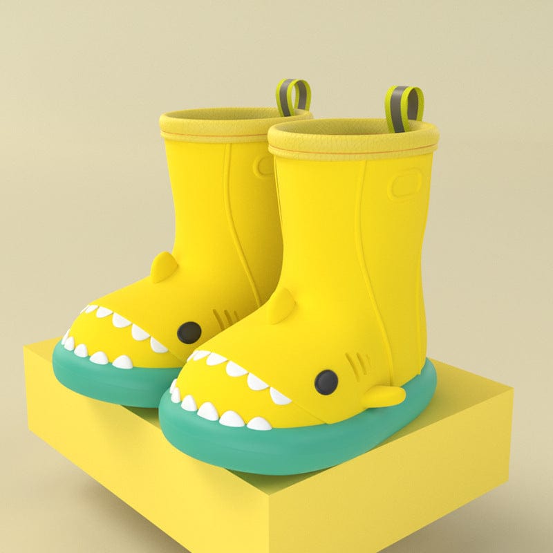 Shark Shoes Kids Rain Boots kids fashion novaa Green edge yellow Size140
