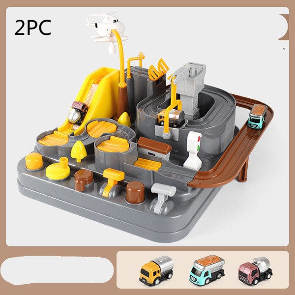 Cars Pass Through Big Adventure Parking Lot Rail Car Toy Car Track Kids Toy kids fashion novaa Grey 3trolley2PC