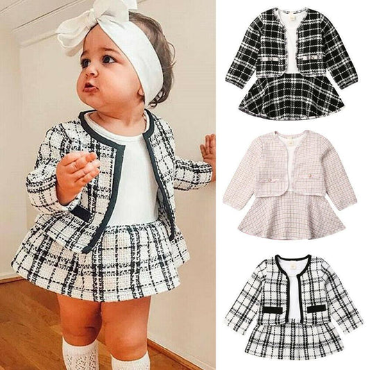 Long-sleeved Dresses Two-piece Children's Baby Small Incense Wind Suit kids fashion novaa