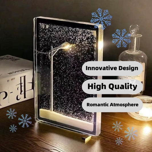 Magic Snowy Landscape Night Lights Small Street Light Snowy Flowing Night DIY Christmas Lights Christmas Desktop Decor Handmade kids fashion novaa