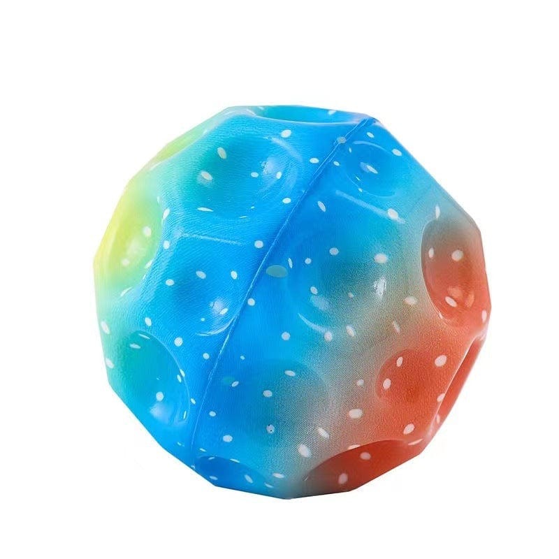Colorful Hole Ball Soft Bouncy Ball Anti-fall Moon Shape Porous Bouncy Ball Kids Indoor Toys Ergonomic Design Elastic Ball kids fashion novaa Middle Blue