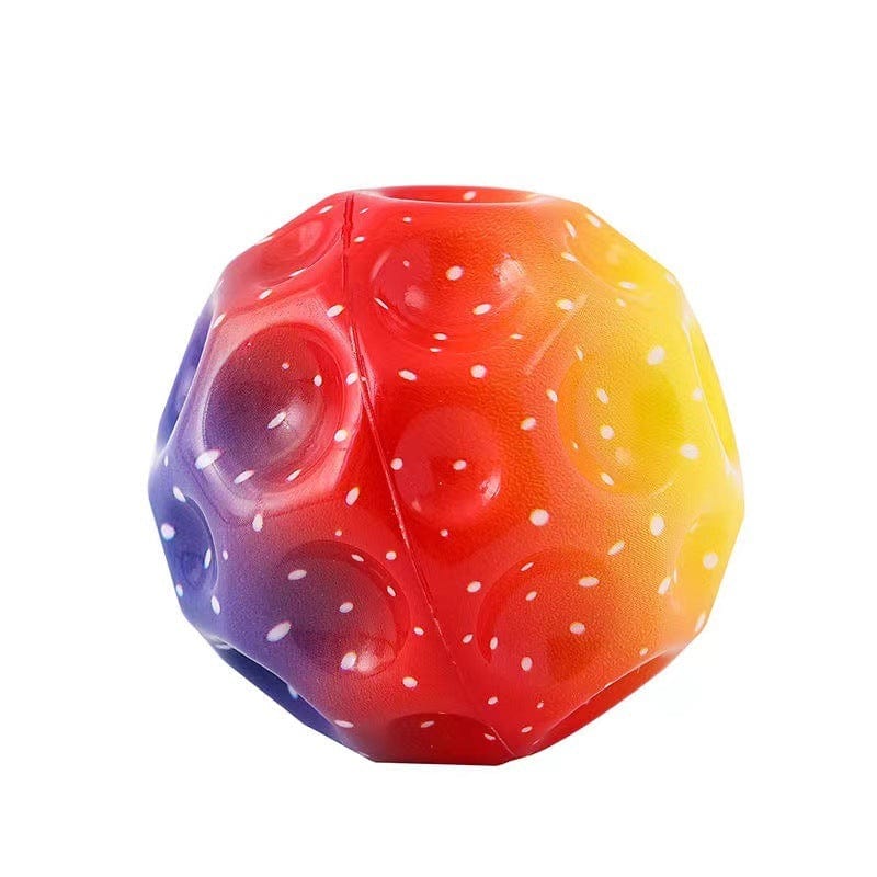 Colorful Hole Ball Soft Bouncy Ball Anti-fall Moon Shape Porous Bouncy Ball Kids Indoor Toys Ergonomic Design Elastic Ball kids fashion novaa Middle Red