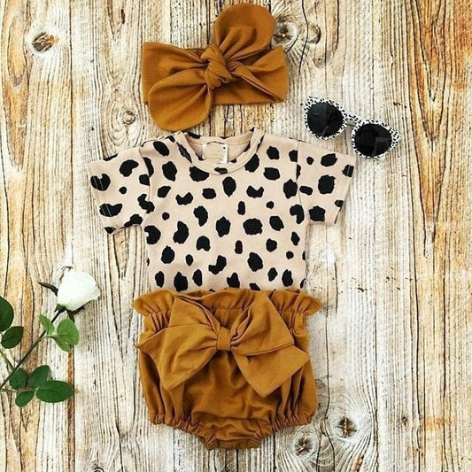 Newborn Baby Clothes Set Short Sleeve Romper Tops Bow Shorts kids fashion novaa