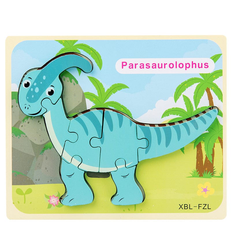 Baby Wooden Cartoon Dinosaur 3D Puzzle Jigsaw for Kids Montessori Early Learning Educational Puzzle Toys kids fashion novaa Parachisaurus