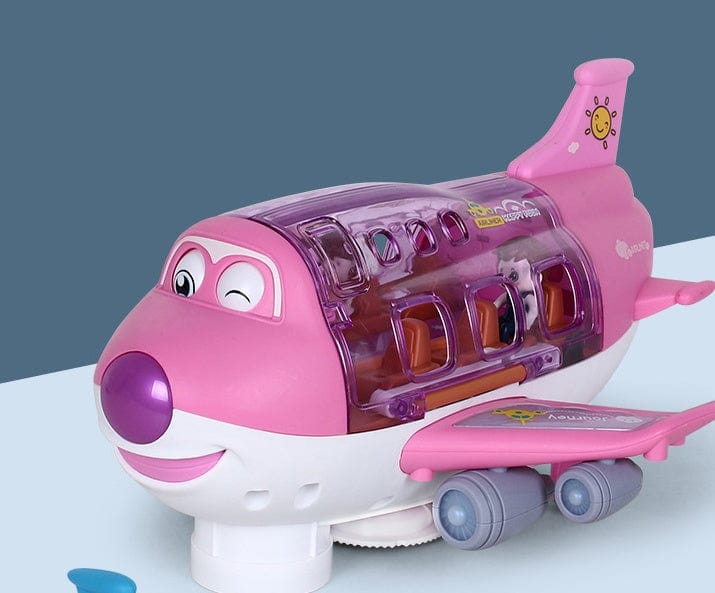 360 Rotating Electric Plane Airplane Toys For Kids Bump And Go Action Toddler Toy Plane With LED Flashing Light Sound For Boys kids fashion novaa Pink Batteryry