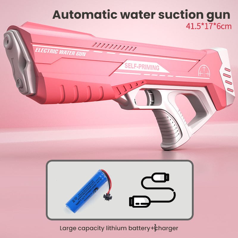 Space Water Gun Electric Automatic Water Absorption Water Fights Toy Outdoor Beach Swimming Pool Bath Toys For Children Kid Gift kids fashion novaa Pink Package One Single Battery