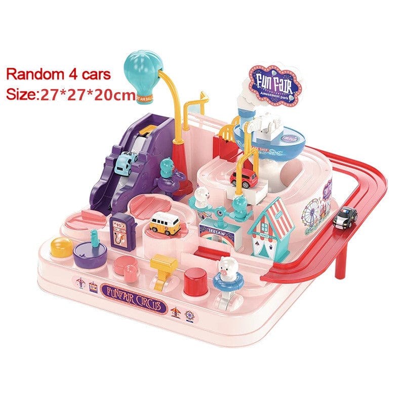 Cars Pass Through Big Adventure Parking Lot Rail Car Toy Car Track Kids Toy kids fashion novaa Pink Purple 4trolley