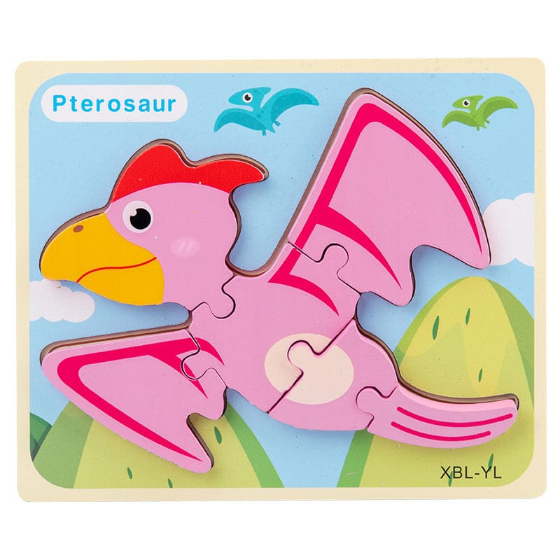 Baby Wooden Cartoon Dinosaur 3D Puzzle Jigsaw for Kids Montessori Early Learning Educational Puzzle Toys kids fashion novaa Pterodactyl