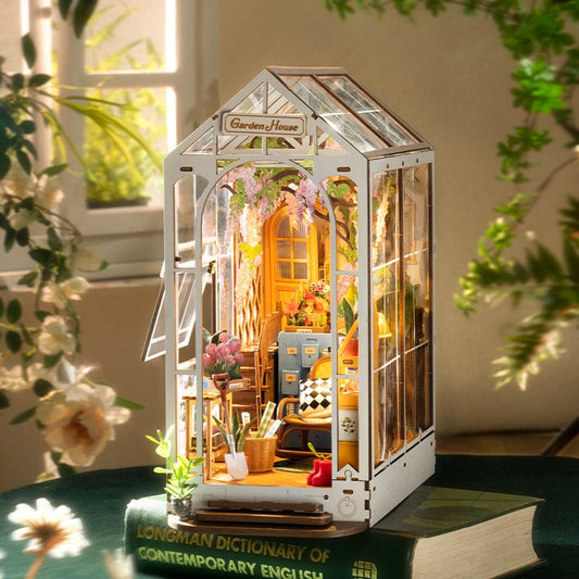 Robotime Rolife Garden House Book Nook Kit Book Shelf Insert Easy Assemble Toys Gifts For Kids Women Girls Home Decoration TGB06 kids fashion novaa