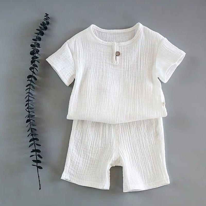 Boy And Girl Baby Short-sleeved Summer Suit kids fashion novaa White 100