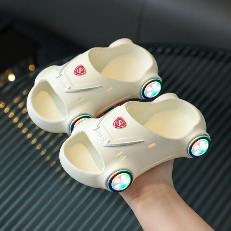Kids Glowing Slippers Cartoon Car Sandals Children Sandals Anti Slip Boys Girls Luminous Slippers Summer Beach Shoes kids fashion novaa White 20or21