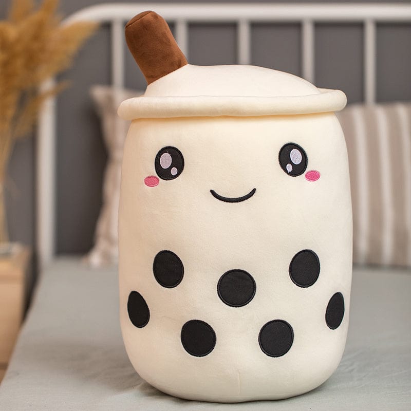 Unique Soft Teddy Plush Boba Milk Tea Plushie Toy Stuffed Fruit Shape Taste Milk Tea Hug Pillow Balls Boba Tea Cup Cushion Kids kids fashion novaa White 24cm