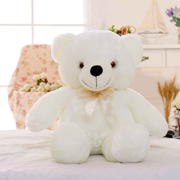 Creative Light Up LED Teddy Bear Stuffed Animals Plush Toy Colorful Glowing Christmas Gift For Kids Pillow kids fashion novaa White 25cm