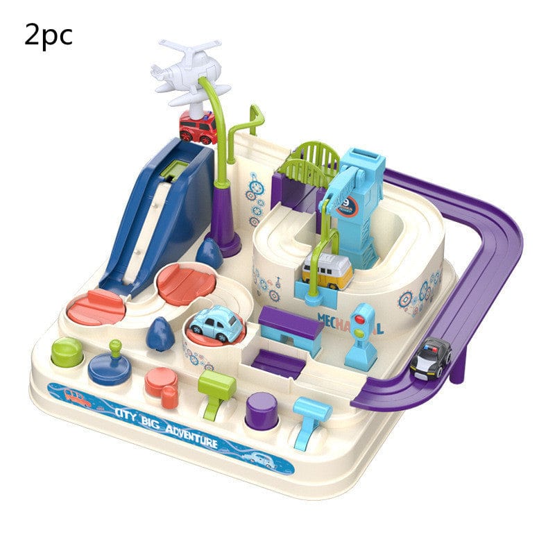 fashion novaa kids White English version2PC Cars Pass Through Big Adventure Parking Lot Rail Car Toy Car Track Kids Toy