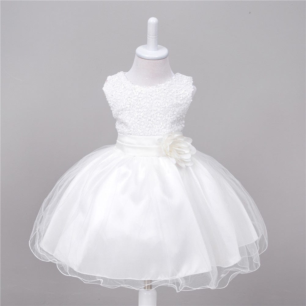 Baby Sequin Dress Flower Girl Wedding Princess Dress kids fashion novaa White L