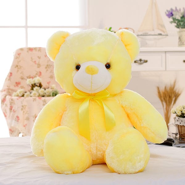 Creative Light Up LED Teddy Bear Stuffed Animals Plush Toy Colorful Glowing Christmas Gift For Kids Pillow kids fashion novaa Yellow 25cm