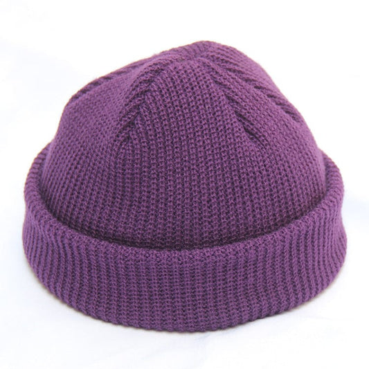 New Fashion Mens Beanie Winter Knit Hat Boy Skullcap Sailor Cap Cuffs Retro Navy Short Hat Solid Color Unisex Autumn Warm Cap men collecthion fashion novaa