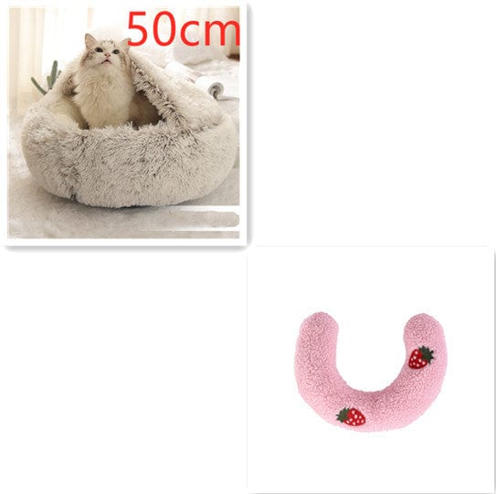 2 In 1 Dog And Cat Bed Pet Winter Bed Round Plush Warm Bed House Soft Long Plush Pets Bed Pet Products pet Vismera