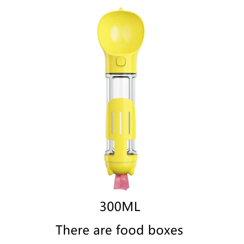 Pet Multi-functional Water Bottle pet Vismera 300ML has food box Yellow
