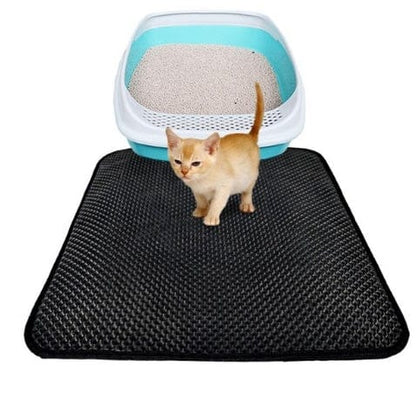 Double Layer Litter Cat Bed Pads Pet Cat Litter Mat Trapping Pets Litter Box Mat Pet Product Bed For Cats House Clean Mat pet Vismera 46x60cm Foldable black