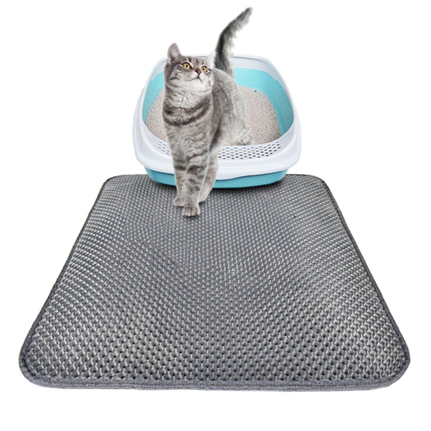 Double Layer Litter Cat Bed Pads Pet Cat Litter Mat Trapping Pets Litter Box Mat Pet Product Bed For Cats House Clean Mat pet Vismera 46x60cm Foldable gray