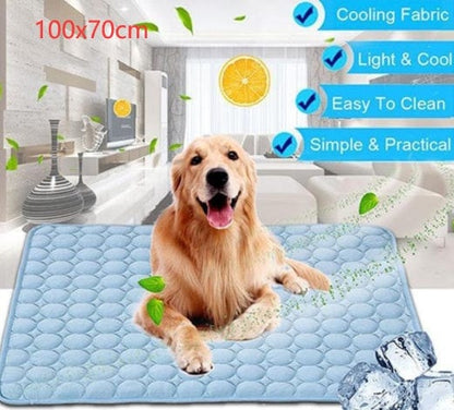 Pet Dog Cat Ice Silk Cold Nest Pad For Cooling In Summer pet Vismera Blue 102x70cm