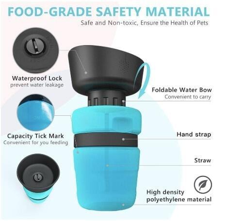 Pet Outdoor Foldable Bottle Dog Travel Water Bottle Dog Water Dispenser pet Vismera Blue 520ml